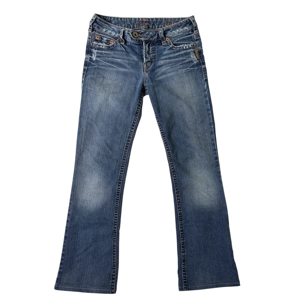 Silver Jeans Tina‎ Bootcut Flare Denim Distressed Copper Buttons Women 29x30 Y2K